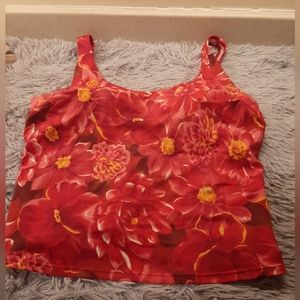 SHAPE FX Red Floral Tankini Size 12